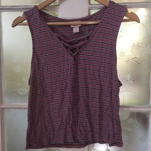 Ribbed Lace Up Crop Top